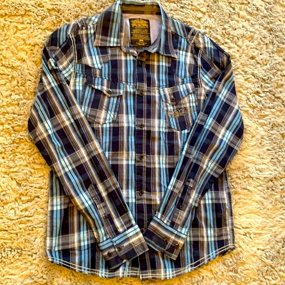 PRIVATE MEMBER 100% cotton PLAID BUTTON DOWN - Picture 3 of 8